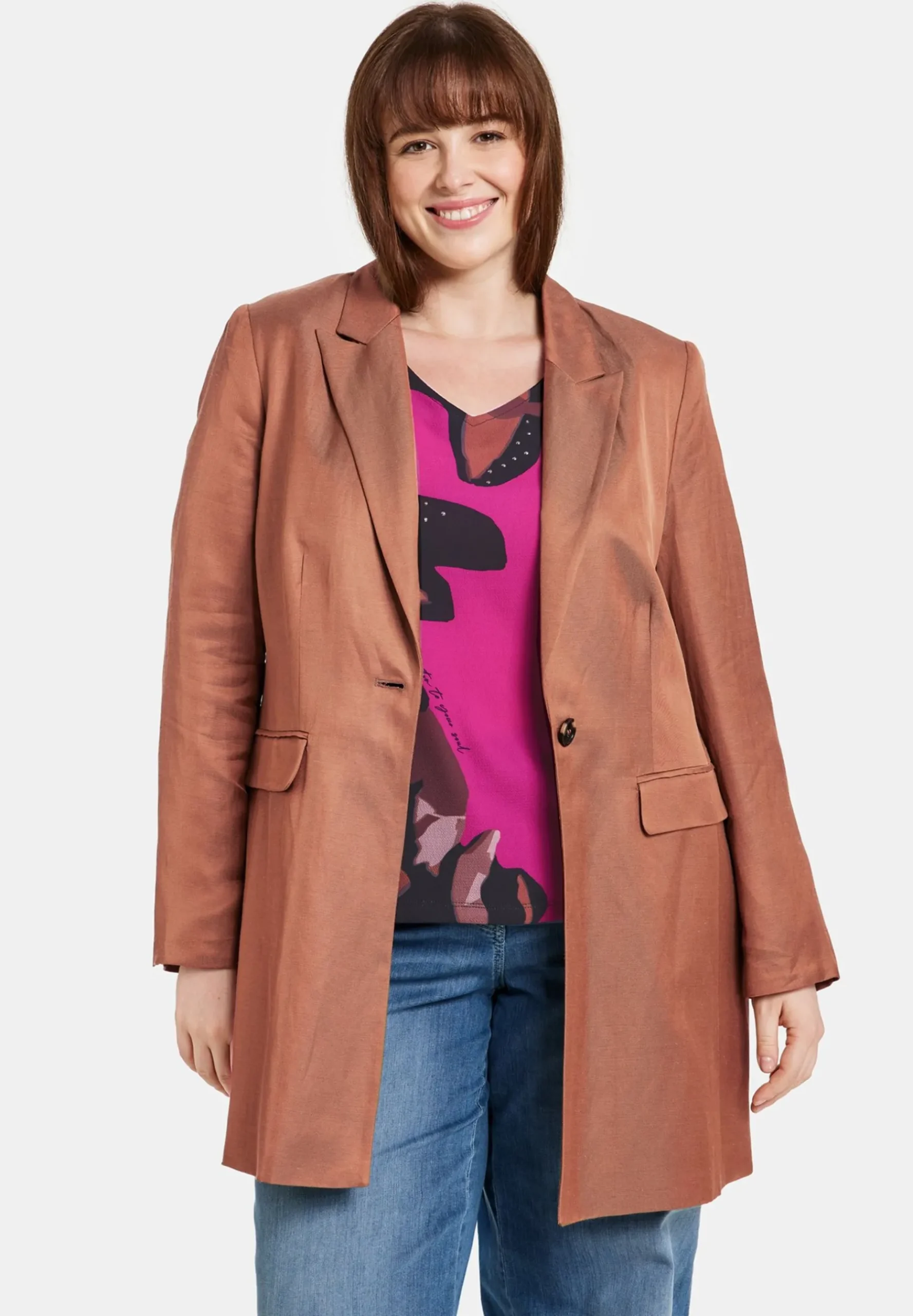 Langarm Fein Schimmernder - Manteau Court|Samoon Shop