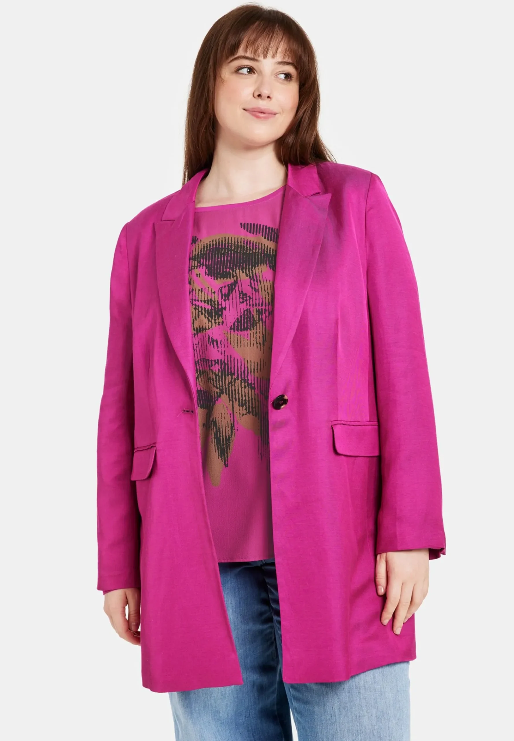 Langarm Fein Schimmernder - Manteau Court|Samoon Outlet