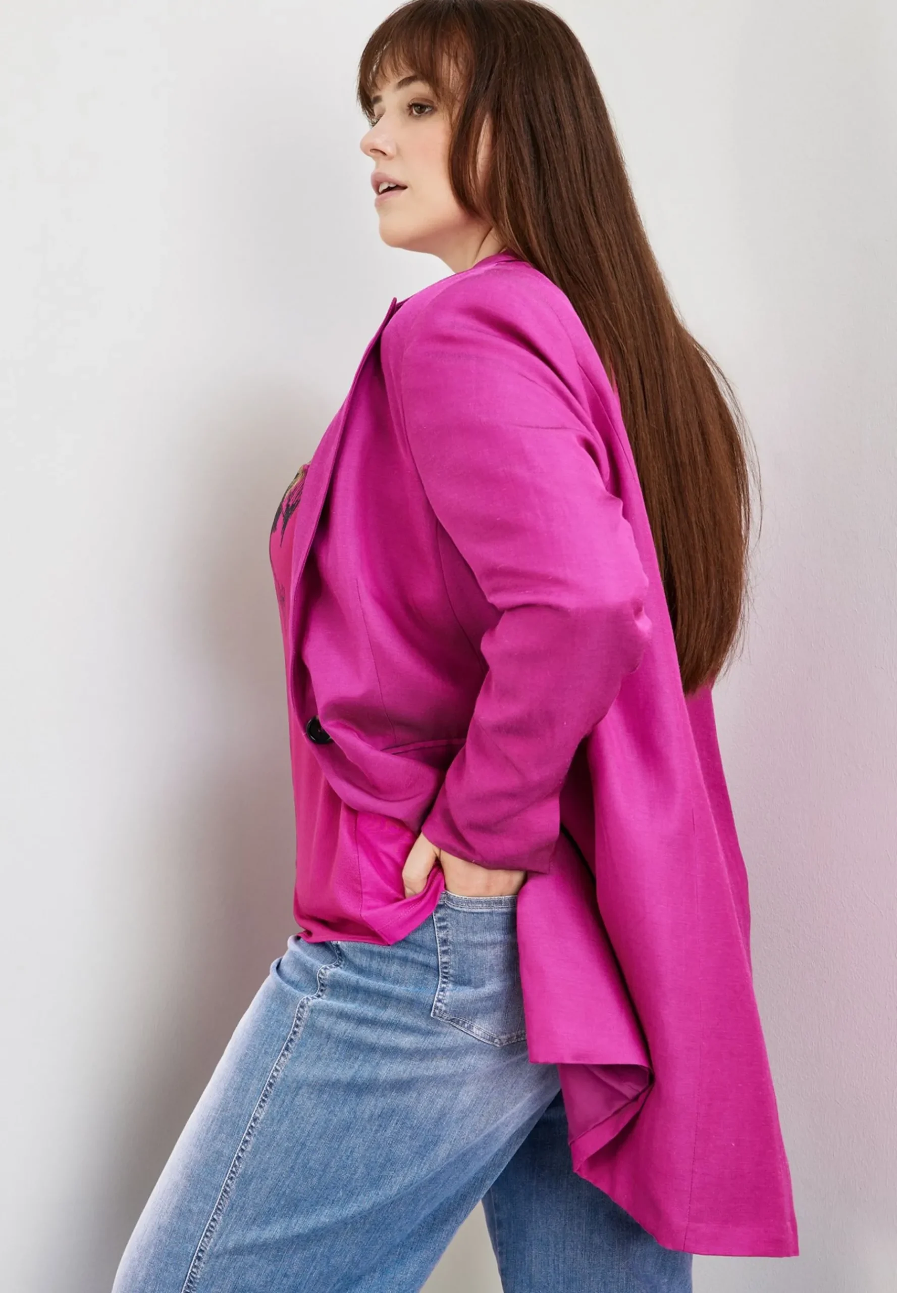 Langarm Fein Schimmernder - Manteau Court|Samoon Outlet