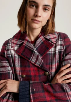 Prep Tartan Check Double Breasted Pea - Manteau Court|Tommy Hilfiger Fashion