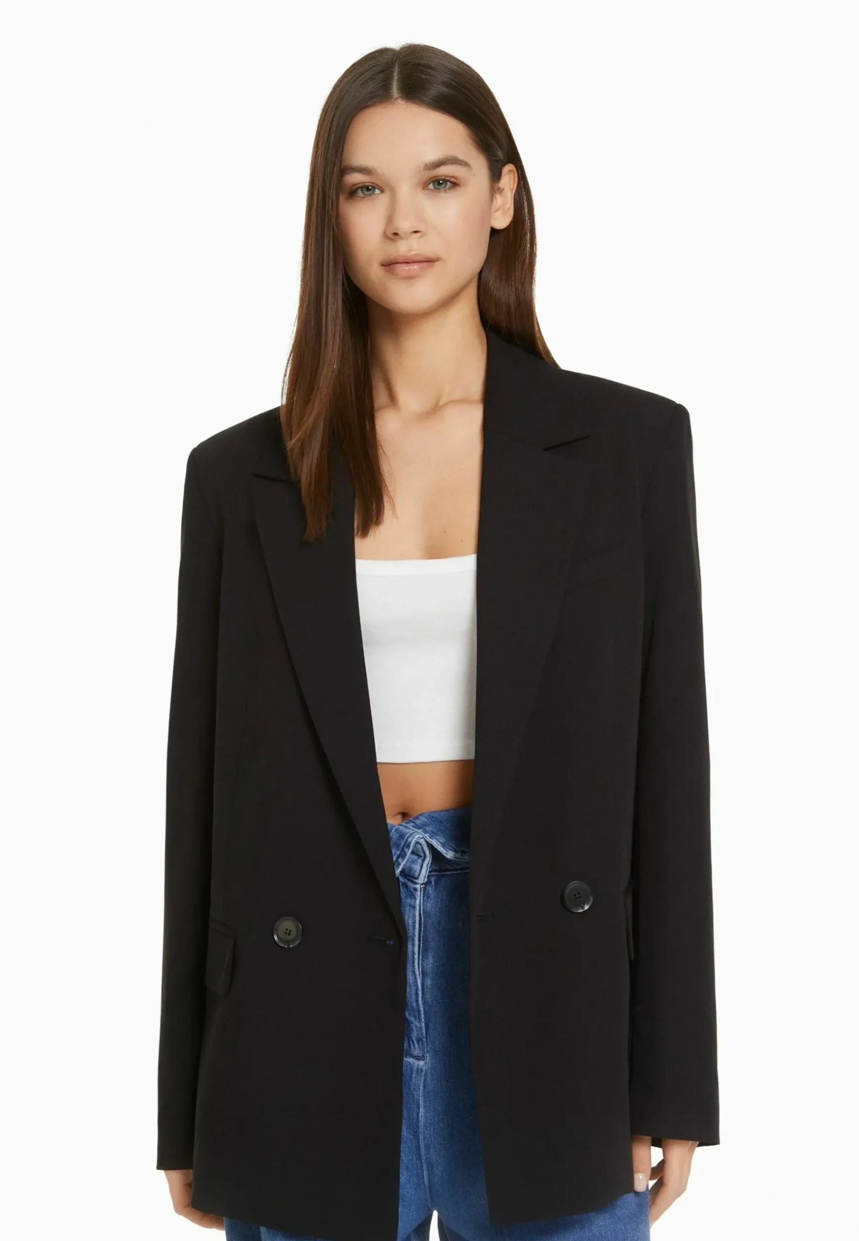 RegularFit Tailored - Feminine-Cut Double-Breasted - Manteau Court|Bershka New
