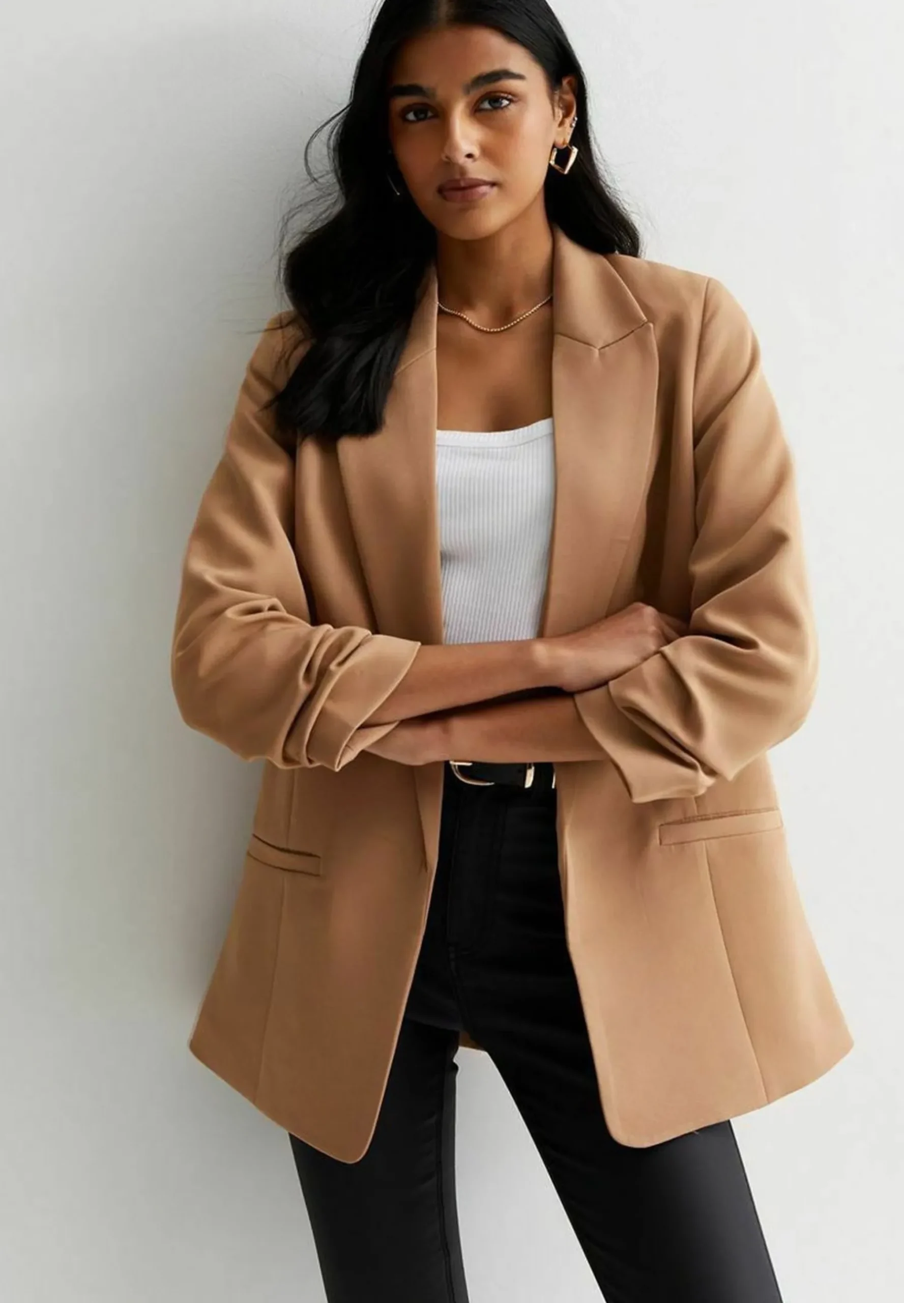 Ruched Sleeve - Manteau Court|New Look Online