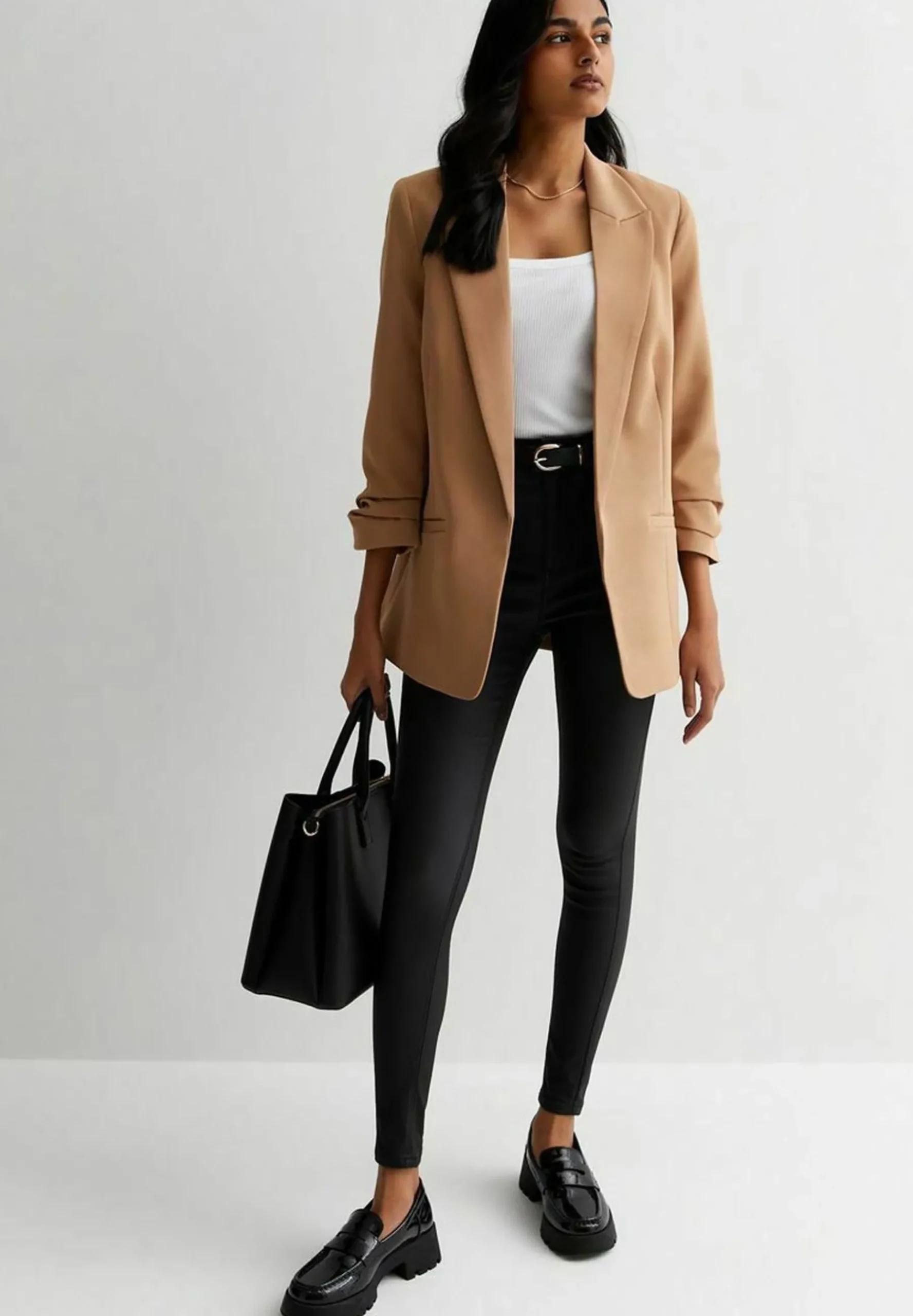 Ruched Sleeve - Manteau Court|New Look Online