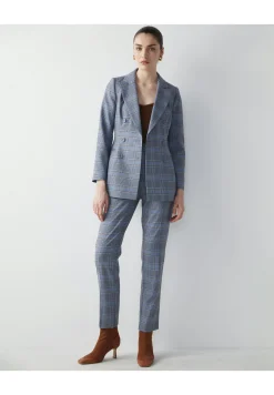 Slim Cut Plaid Patterned Double-Breasted With Accentuated Waist - Manteau Court|Ipekyol Sale