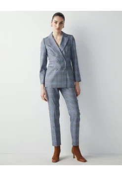 Slim Cut Plaid Patterned Double-Breasted With Accentuated Waist - Manteau Court|Ipekyol Sale