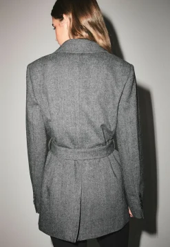 Tailored Belted Herringbone - Manteau Court|Next Cheap