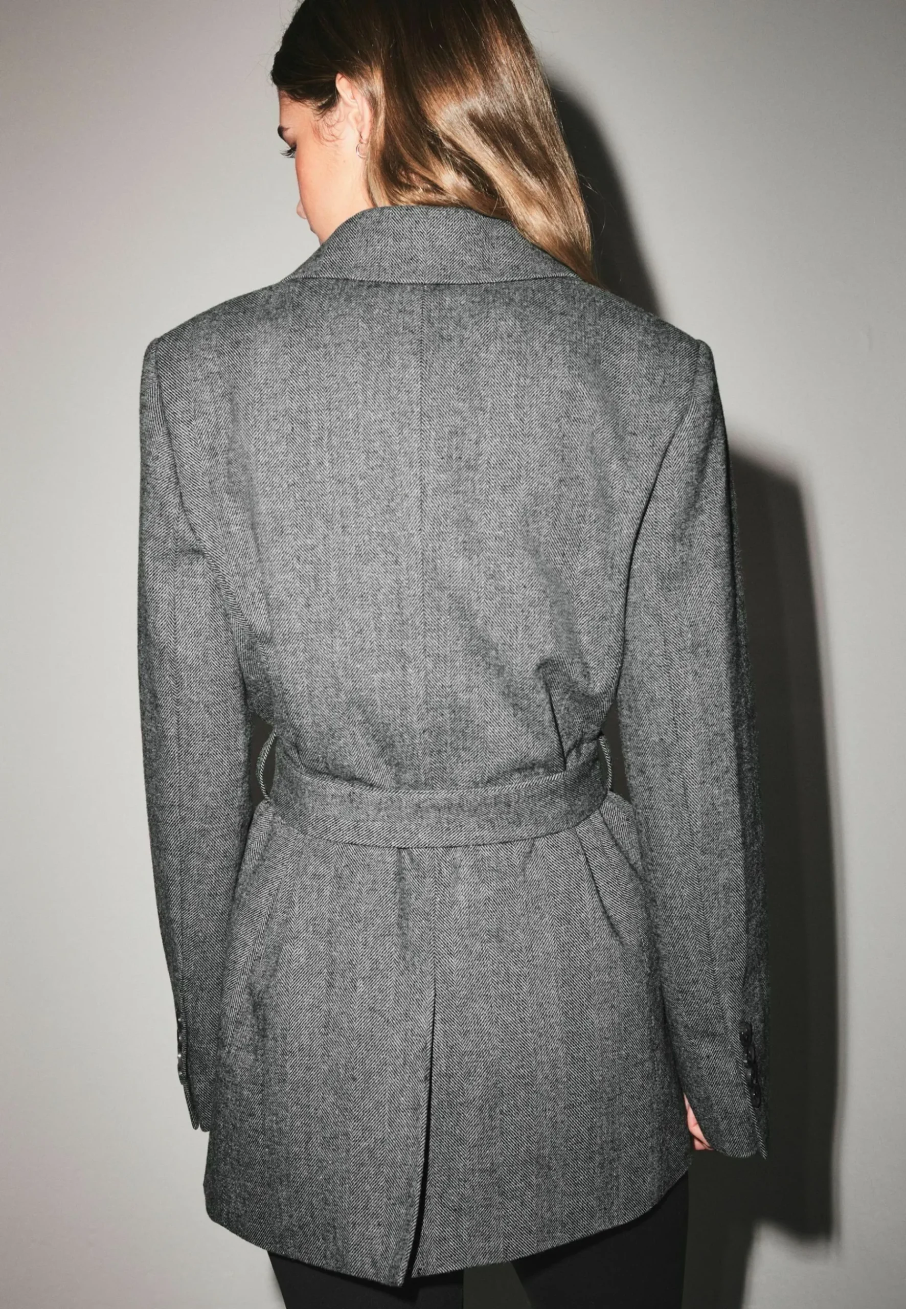 Tailored Belted Herringbone - Manteau Court|Next Cheap