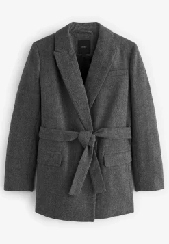 Tailored Belted Herringbone - Manteau Court|Next Cheap