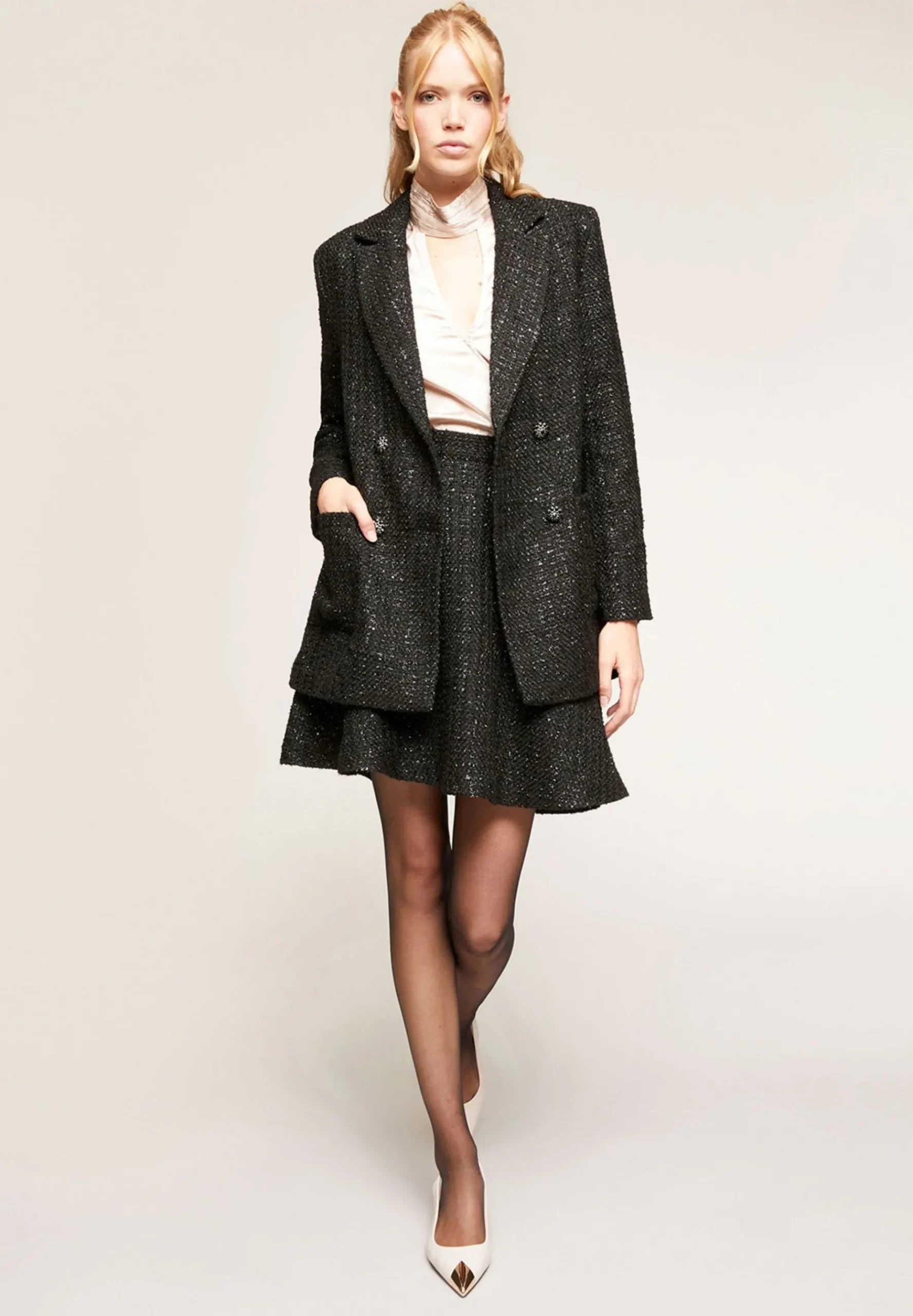 Tweed Double-Breasted - Manteau Court|Motivi Discount